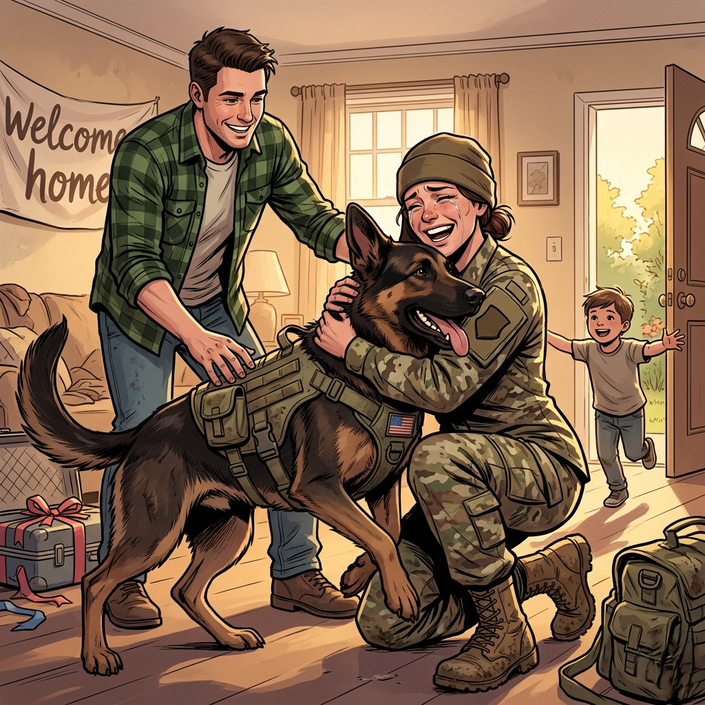 Adopté a un perro militar retirado… y el día que mi hija llevó a su novio a casa, intentó atacarlo 🐶