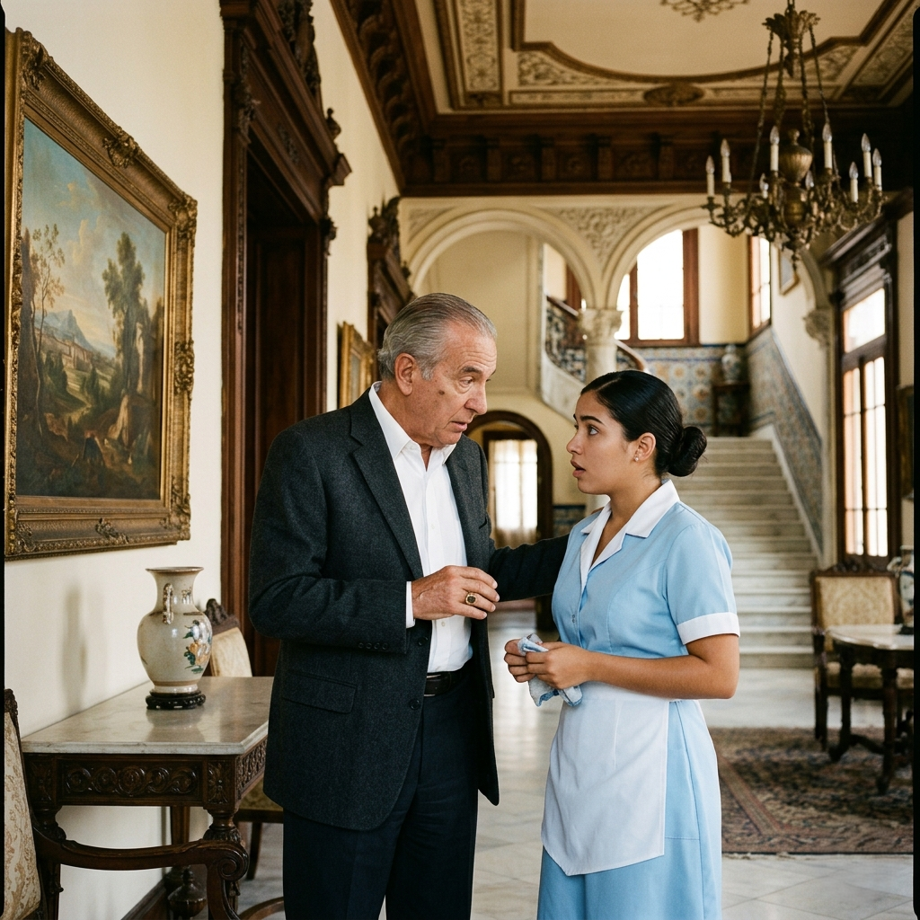 Regresó a la mansión sin avisar, decidido a descubrir qué hacía la empleada en su ausencia… jamás imaginó que, al abrir la puerta, terminaría de rodillas, llorando y pidiendo perdón