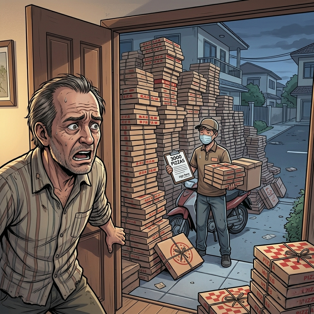 Mi hijo, queriendo castigarme por no haberle comprado pizza, usó mi teléfono a escondidas para pedir 3.000 raciones mientras yo echaba una siesta.