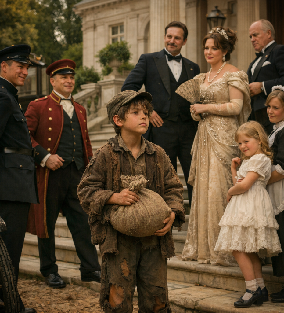 “No vengo a pedir limosna… solo vine a devolver algo que encontré”, dijo el niño. El gerente se burló. El pequeño bajó la cabeza. Pero nadie notó que un hombre lo había visto todo