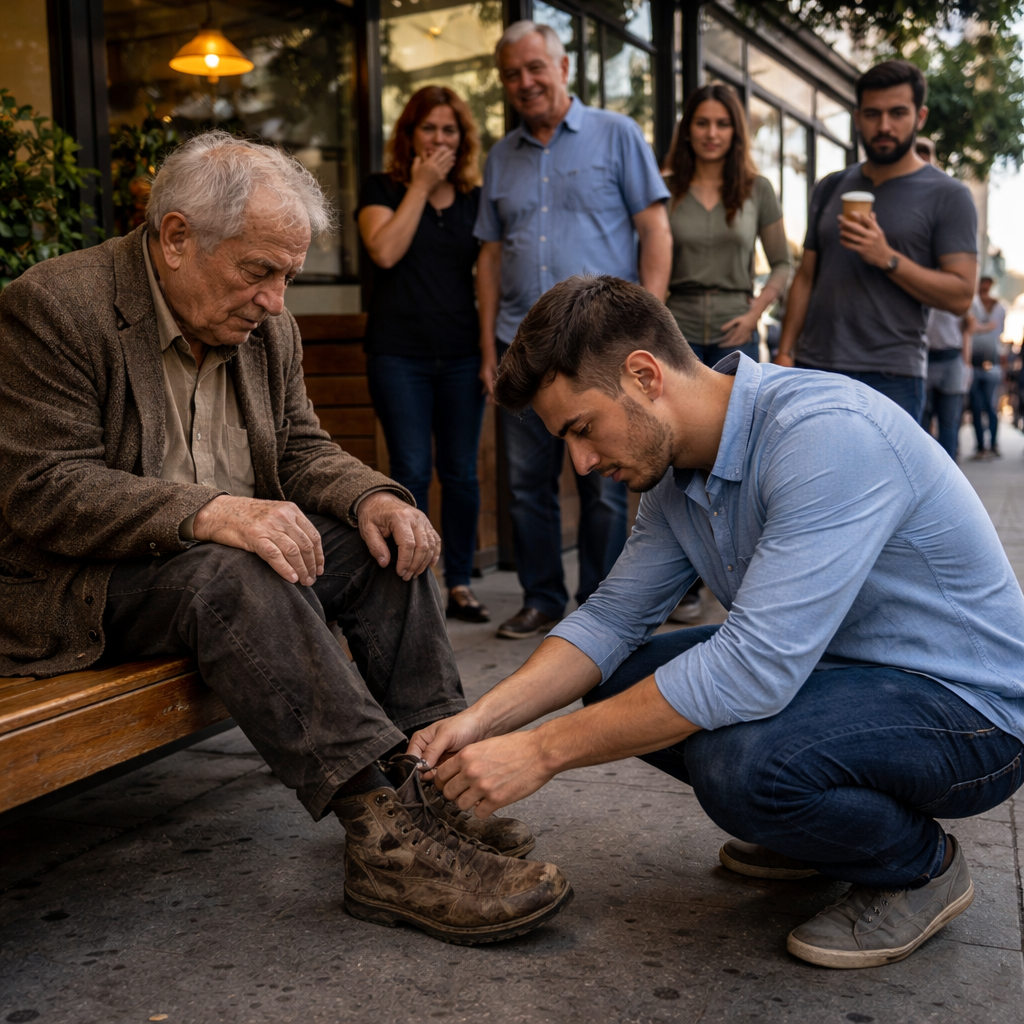 👉👉Todos se burlaron del anciano por sus zapatos sucios… hasta que un joven se arrodilló frente a él y vio algo que nadie más supo reconocer. 👞👞