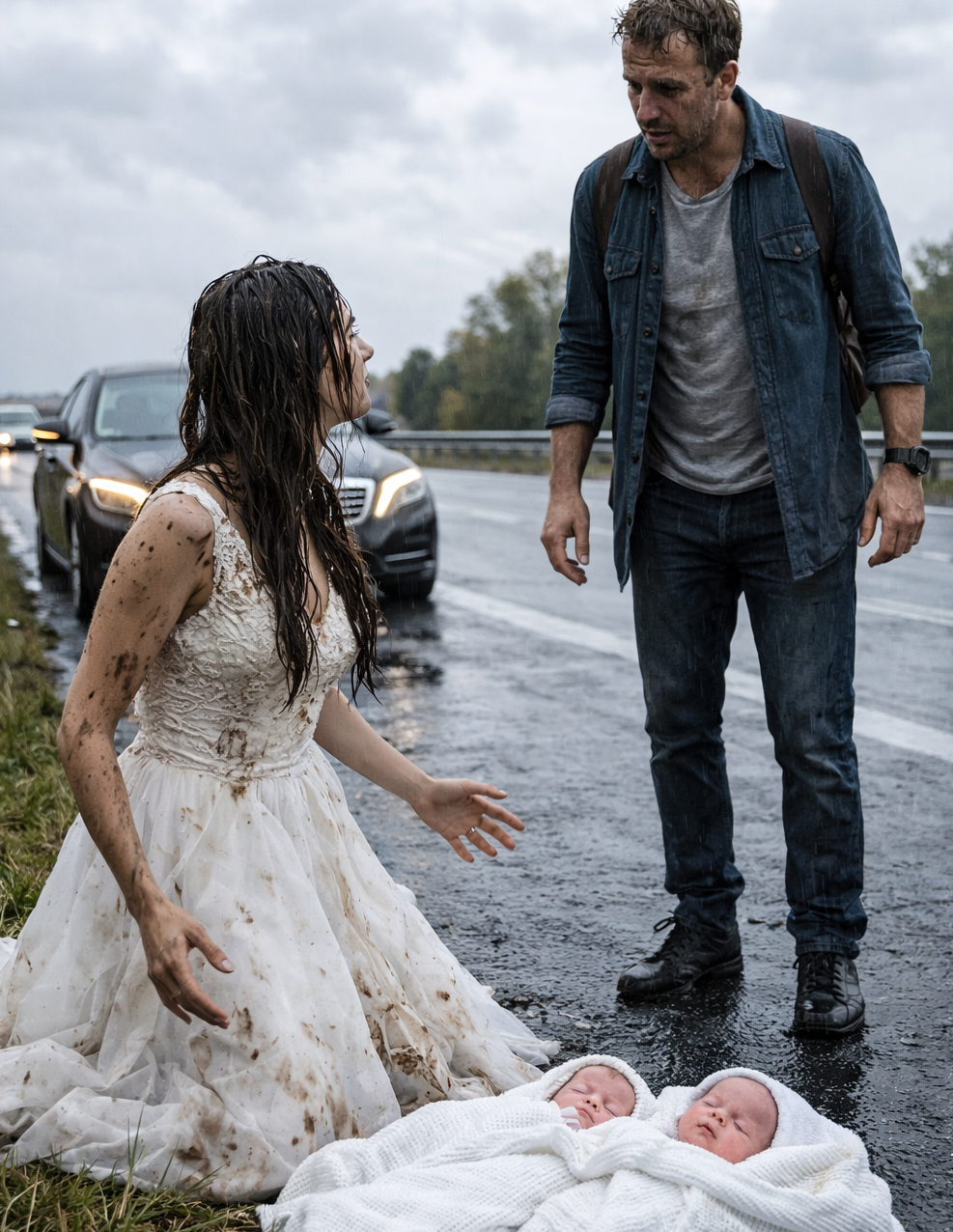 👉👉ESOS BEBÉS NO SON MÍOS!’… La dejaron tirada en el bosque con su vestido de novia. Ella creyó que todo había terminado… hasta que un desconocido detuvo su auto. 👼🏼👼🏼