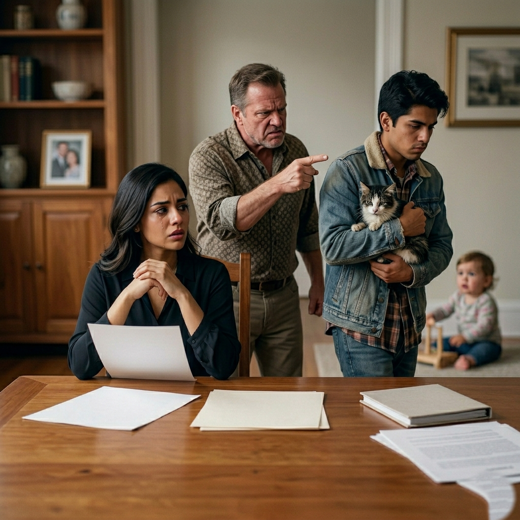 Mi padrastro me echó de casa por defender a un gato callejero… y al día siguiente entendí por qué mi padre nunca volvió.