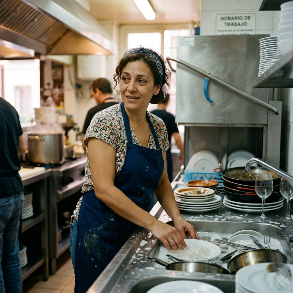 Lavo platos diez horas al día… y mi hijo cree que trabajo en una oficina. Nunca tuve el valor de decirle la verdad. Hasta el día en que todo cambió.